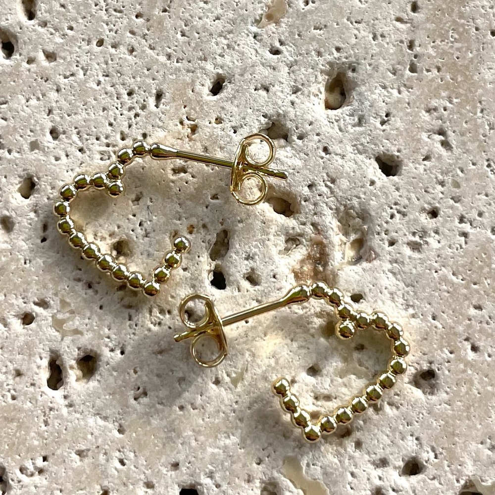 Gold Filled Heart-Shaped Stud Earrings